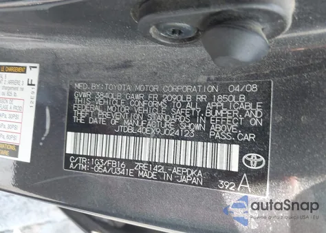 2009 Toyota Corolla Le z USA, uszkodzony, nr VIN JTDBL40EX9J024123